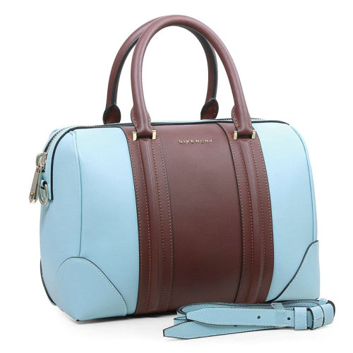 Givenchy lucrezia calf leather boston bag 5470 light blue&wine red
